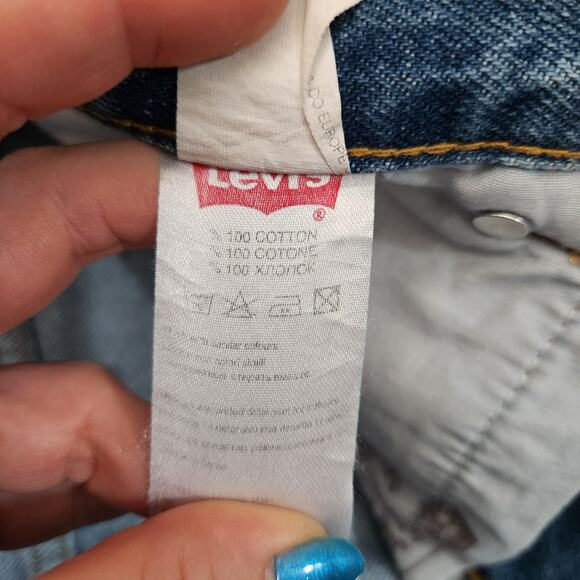 LEVI"S Jean Cut Off Shorts‎ 25 Blue Mid Wash Denim Minimalist Retro Casual - Picture 5 of 8